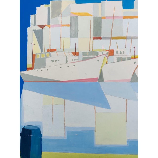 Jean David, Romanian Modernist Gouache Painting Of Buildings And Boats - Jean David For Sale - Image 4 of 8
