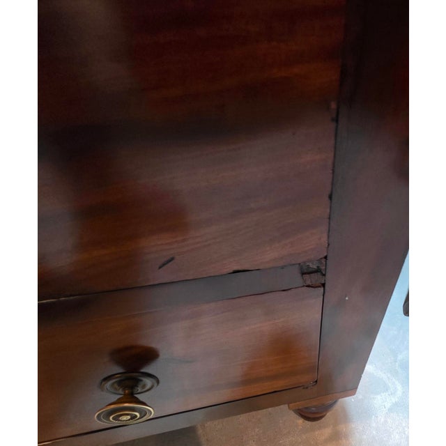 Antique American Classical Bookmatched Crotch Black Walnut Chest of Drawers With Turned Bun Feet, Circa 1845 For Sale - Image 12 of 16
