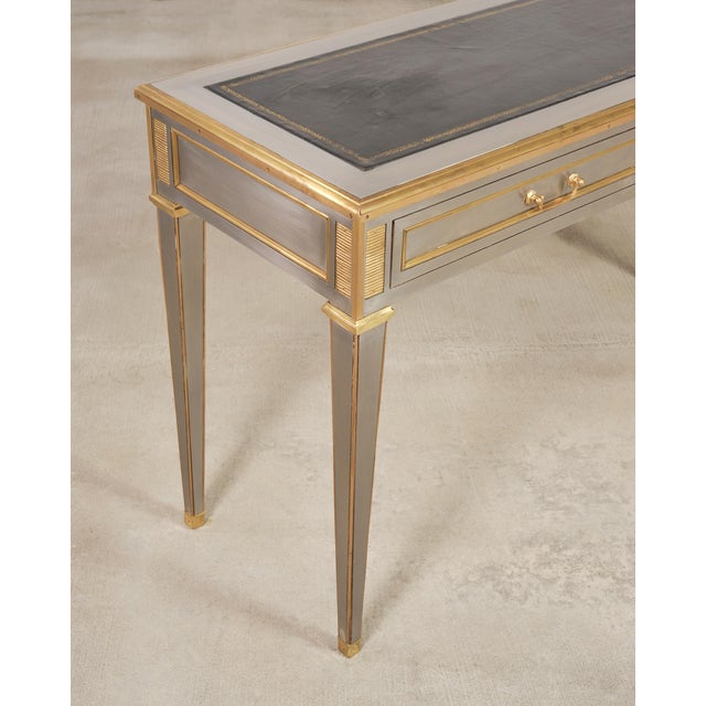 Silver John Vesey Style Steel and Bronze Neoclassical Desk or Console For Sale - Image 8 of 17