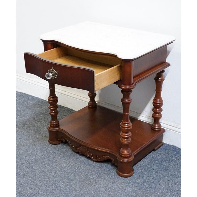 Wood Pulaski Furniture Solid Cherry Traditional Victorian Revival 24" Nightstand W. White Granite Top 45141 For Sale - Image 7 of 13