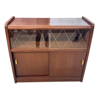 Mid-Century Walnut Display Bar or Media Cabinet, Germany, 1950 For Sale