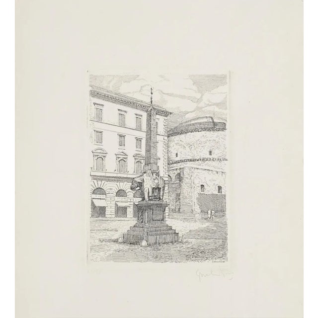 Minerva Square - Original Etching by Giuseppe Malandrino - 1970s 1970s For Sale