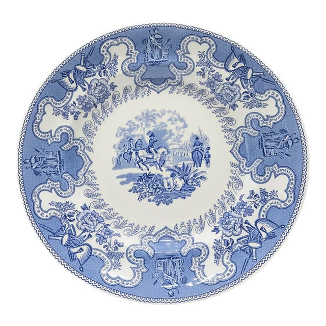 1970s Texian Campaigne Staffordshire Blue Plate by Mottahedeh – Dallas County Heritage Society Authorized Reproduction For Sale