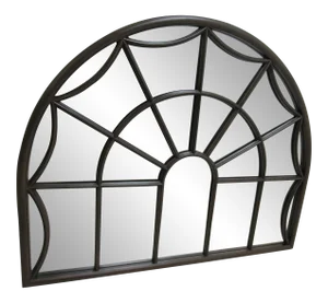 Modern Marlock Fruitwood Arch Top Window Pane Handing Wall Mirror