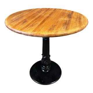 Vintage Cast Iron and Wood Bistro Table For Sale