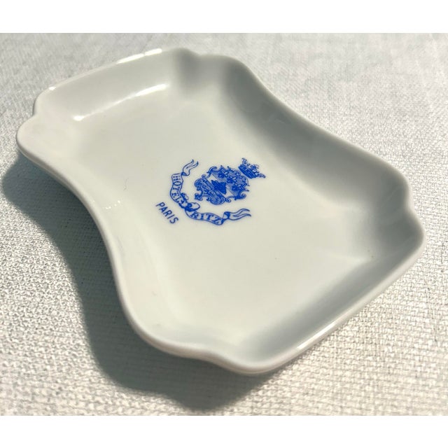 MCM French 5-Star Luxury Ritz Paris Hotel White Milk Glass Ashtray Catchall Trinket Soap Dish For Sale In Naples, FL - Image 6 of 11