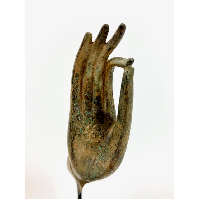 Antique Thai Hand-Mounted Bronze Buddhas on Base, 1900s, Set of 2 For Sale - Image 16 of 18