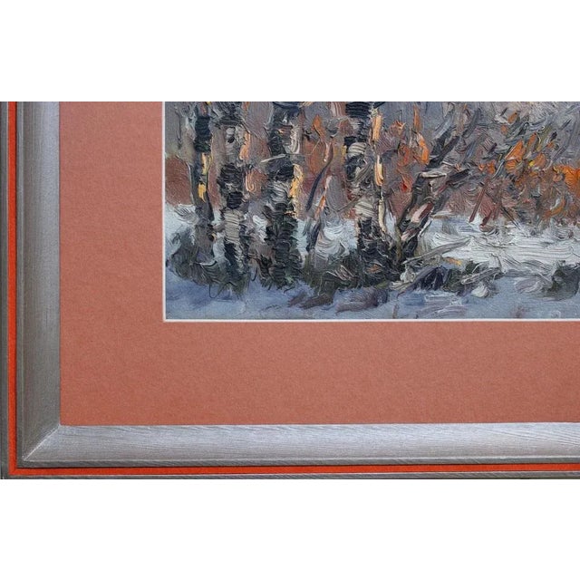 Edgars Vinters, Winter Morning, 1977, Oil on Cardboard For Sale - Image 3 of 5