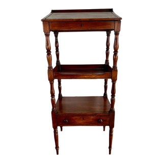 Three Tiered Mahogany Leather Embossed Lectern For Sale