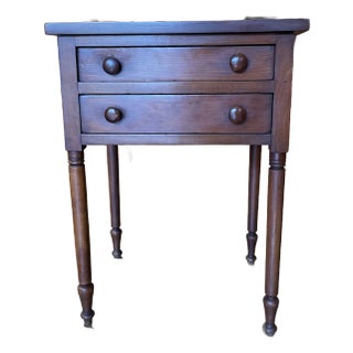 Antique American Pine Two-Drawer Nightstand, Circa 1830 For Sale