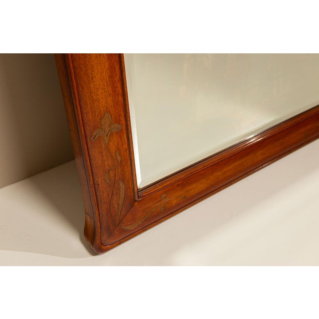 Brown Large Art Nouveau Standing Mirror in Walnut, France, 1900s For Sale - Image 8 of 12