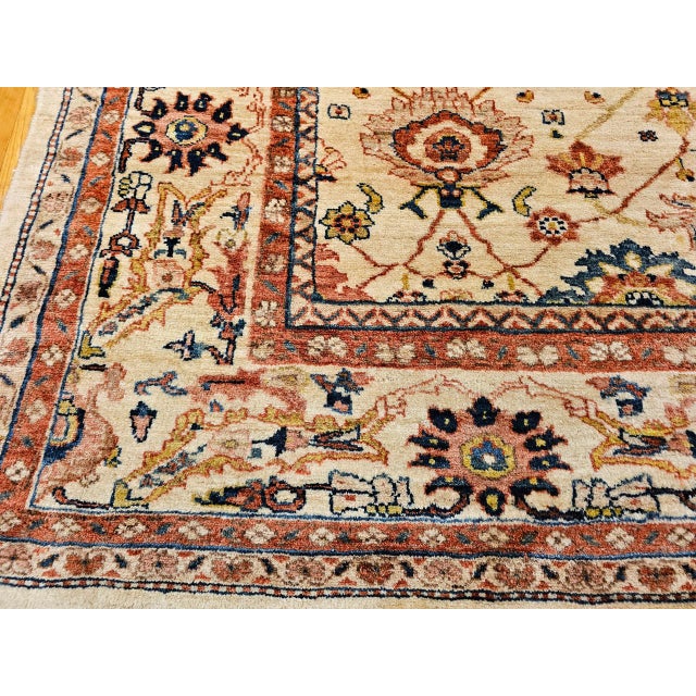 Vintage Persian Mahal Sultanabad Rug, Hand-Knotted Wool, Geometric Pattern, 9x12, Ivory & Blue For Sale - Image 18 of 18