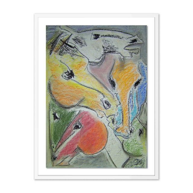Donna Bernstein Tower of Horses I by Donna Bernstein, Art Print in White Frame, Medium For Sale - Image 4 of 4