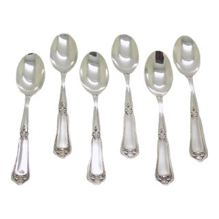 Vintage Italian Handmade Genuine Silver Espresso Coffee / Tea / Sugar Spoons - Set of 6 For Sale