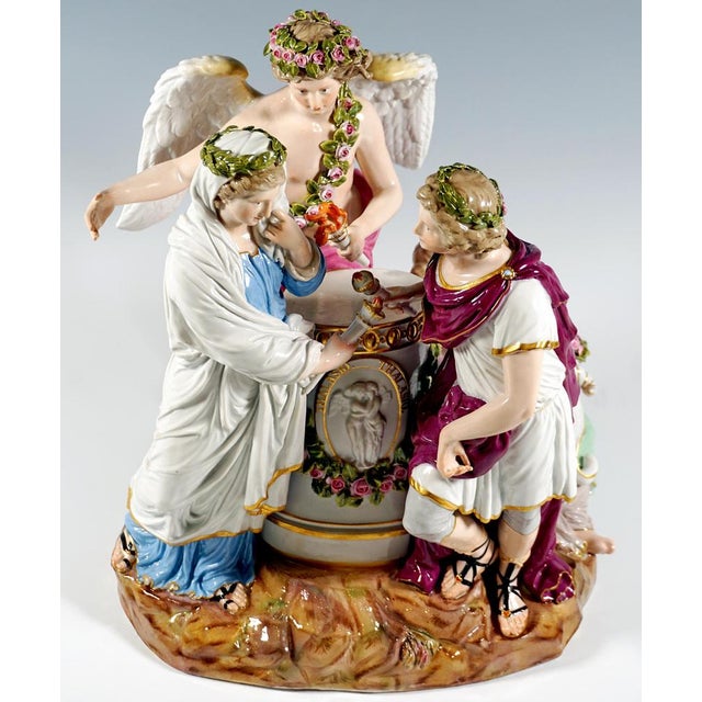 Blue Large Mythological Wedding Group by J. C. Schoenheit for Meissen, 1850s For Sale - Image 8 of 13