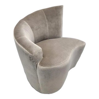 MCM Vladimir Kagan Style Swivel Lounge Chair Newly Reupholstered in Velvet For Sale