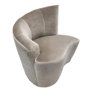 Mid Century Modern Vladimir Kagan Style Swivel Lounge Chair Newly Reupholstered in Velvet