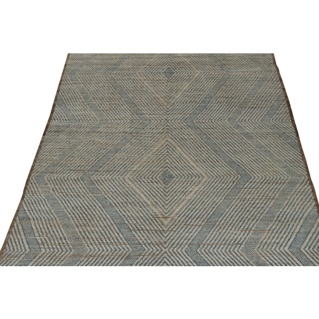 Moroccan Rug & Kilim’s Modern Rug with Beige-brown Geometric Patterns - 12x16 For Sale - Image 3 of 7