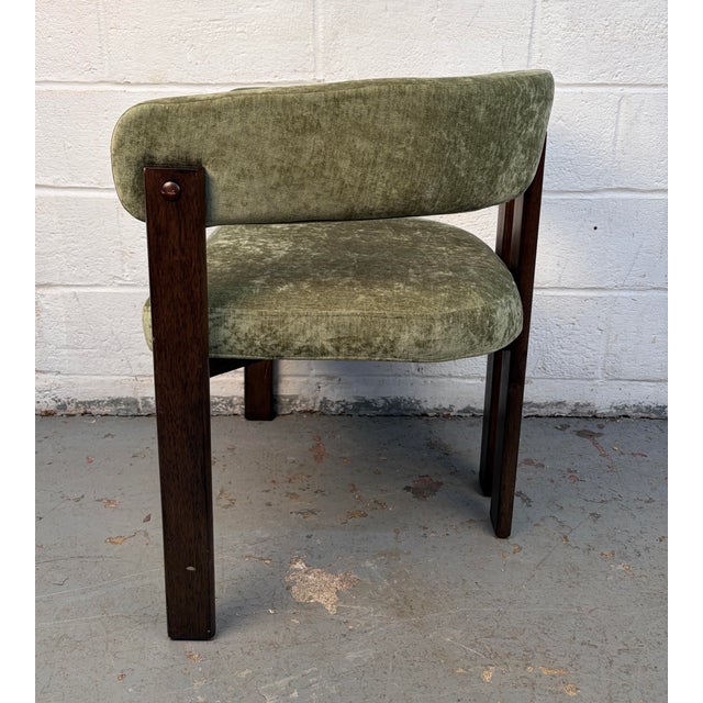 Late 20th Century Mid-Century Modern Walnut Chair With Plush Green Upholstery For Sale - Image 5 of 13