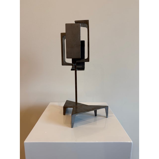 Steel Abstract Sculpture, Artist Monogrammed, CMR, Dated 1975, Unique Shaped Hard Lines & Shapes That Cast A Array Of...