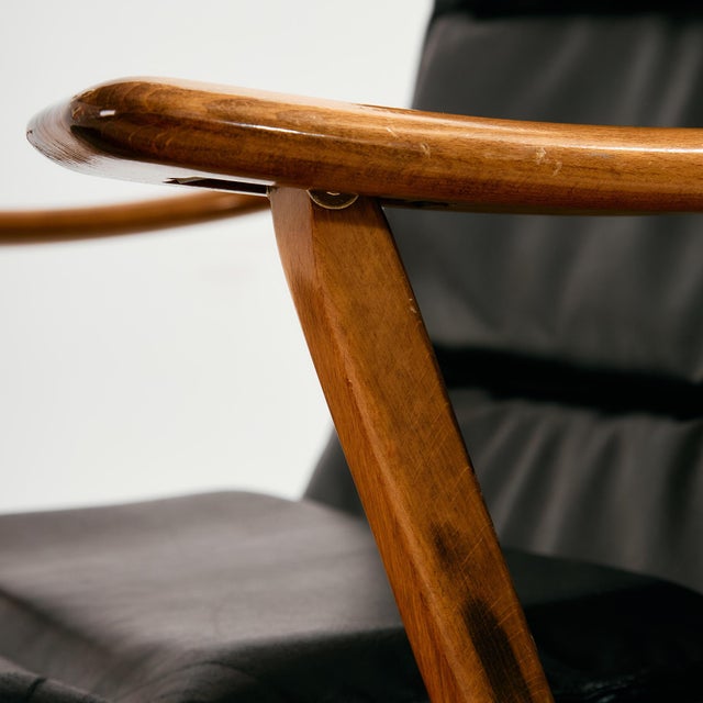 Lounge Chair in Beech with Leather Upholstery For Sale - Image 12 of 18
