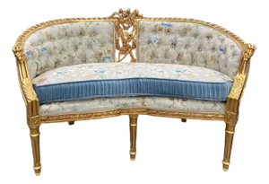 Late20C French LouisXVI Pistachio Gilt Beech Settee 1pc Gold