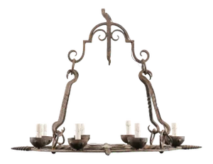 Mid 20th Century French Forged Iron Chandelier