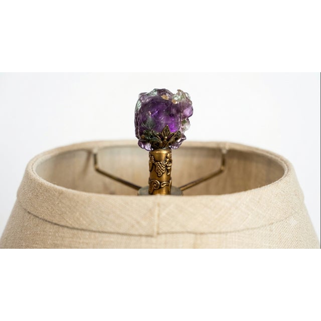 Wood Late 19th Century Late Qing Dynasty Carved Amethyst & Quartz Vessel Lamp For Sale - Image 7 of 12