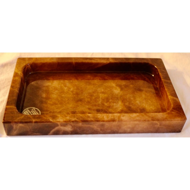 Late 20th Century Marble Tray Brown Italian Crafted Volterrra Alabaster For Sale - Image 5 of 5