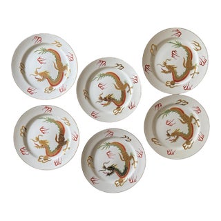 Vintage Japanese Dragonware Moriage Plates – Set of 6 For Sale