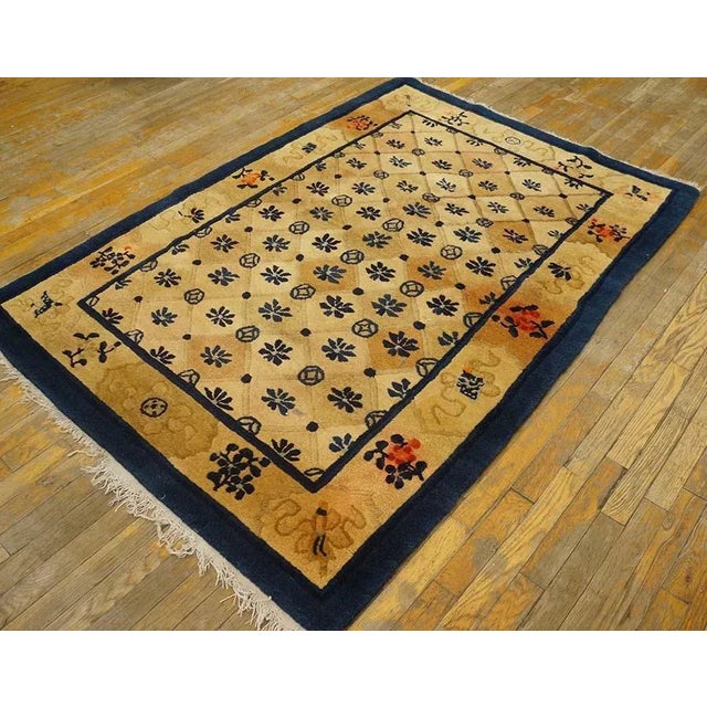 Chinese Antique Peking Chinese Allover Geometric Beige 1900s Rug For Sale - Image 3 of 12