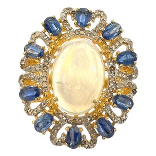Bochic "Orient" Vintage Sapphire, Diamonds & Multi Gem Ring Set 18K & Silver For Sale