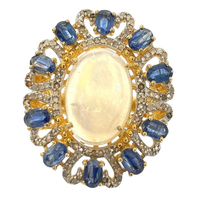 Bochic "Orient" Vintage Sapphire, Diamonds & Multi Gem Ring Set 18K & Silver For Sale