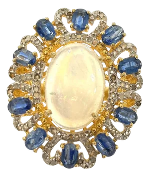 Bochic "Orient" Vintage Sapphire, Diamonds & Multi Gem Ring Set 18K & Silver