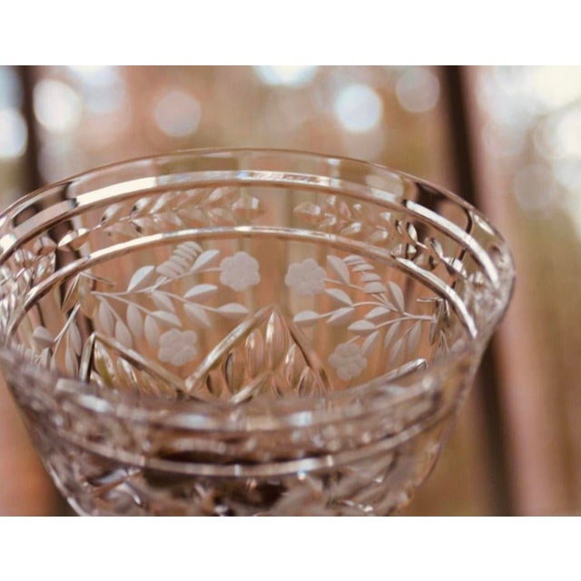 Spectacular Pair of Libbey Rock Sharpe Marina Pattern Champagne Glasses For Sale - Image 9 of 12