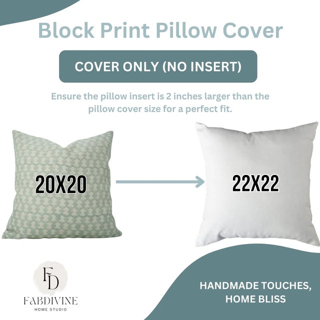 Not Yet Made - Made To Order Fabdivine Handmade Block Printed Cushion Cover 16x16 Inch Pure Linen-Traz For Sale - Image 5 of 5