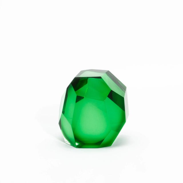 Green Hand-Blown Murano Diamond Sculpture For Sale - Image 8 of 8
