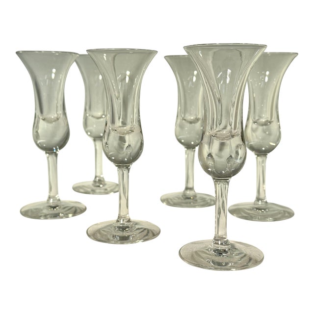 1950s MidCentury Holmegaard Danish Tulip Shaped Blown Glass Aperitifs