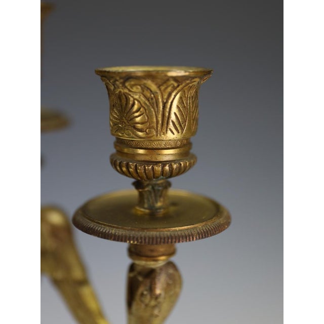 French Empire Ormolu and Bronze Three-Light Wall Sconce with Caduceus Arm, 1880 For Sale - Image 4 of 16