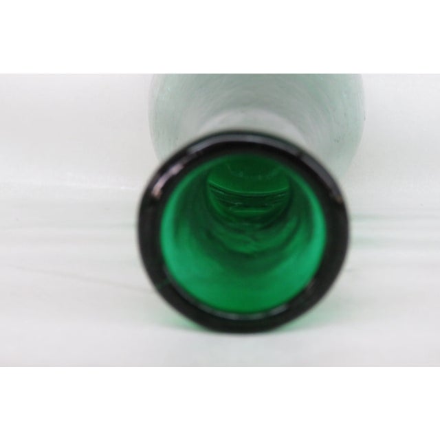 Green Emerald Green Crackle Glass Decanter Bottle Vase No Stopper For Sale - Image 8 of 13