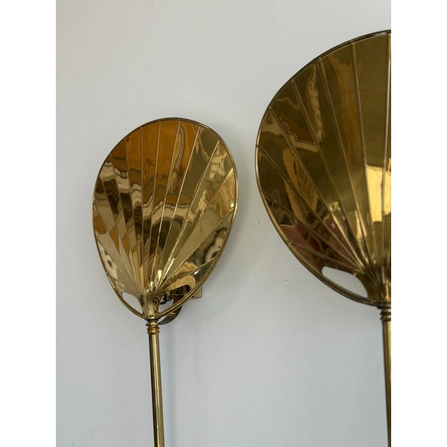 Pair of 1979 Chapman Brass Fan Sconces For Sale - Image 4 of 12