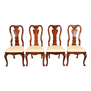 Thomasville Queen Anne Carved Solid Mahogany Dining Chairs | Set of Four For Sale
