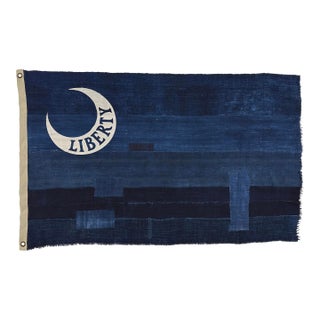 Distressed Cotton Fort Moultrie Liberty Flag Made From Vintage Indigo For Sale
