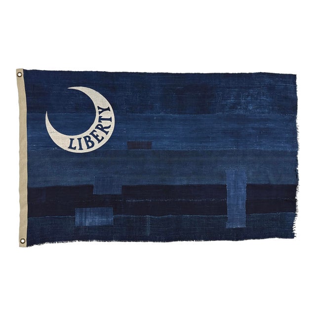 Distressed Cotton Fort Moultrie Liberty Flag Made From Vintage Indigo For Sale