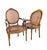 1900 - 1909 Pair of Early 1900s Louis XVI Style Carved Walnut Arm Chairs With Caned Back & Seat For Sale - Image 5 of 11