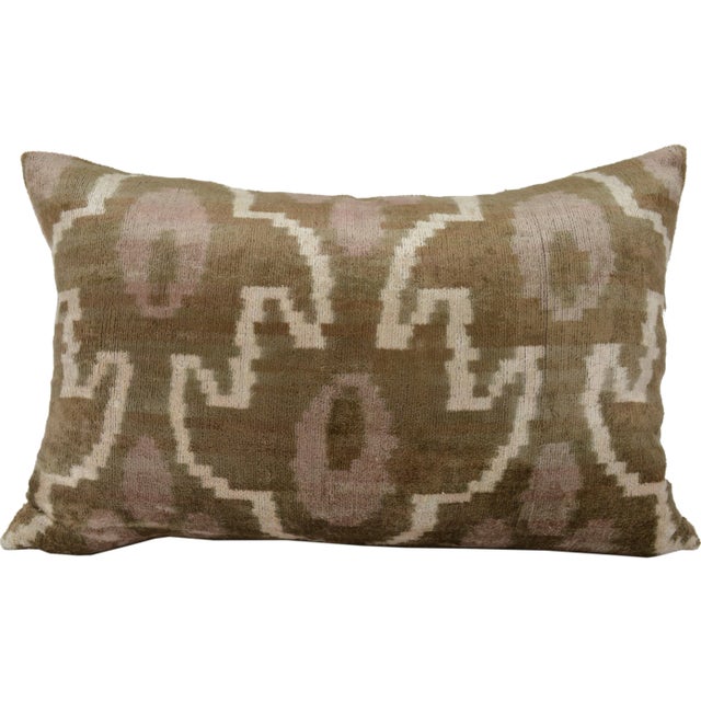Contemporary Silk Uzbek Ikat Velvet Hand Made Pillow Cushion For Sale - Image 3 of 3