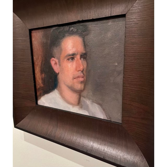 Modern Modern Portrait of a Man on a Board For Sale - Image 3 of 5
