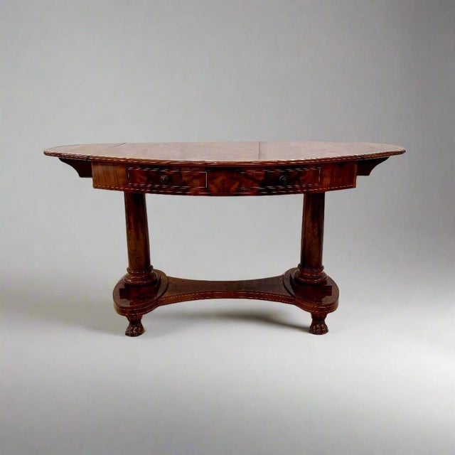Early 19th Century Biedermeier Period Oval Library Table desk Germany For Sale - Image 13 of 18