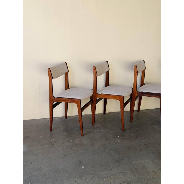 Tan Danish Mid Century in Style of Erik Buch Rosewood Dining Chairs Set of 4 Scandinavian Vintage For Sale - Image 8 of 10