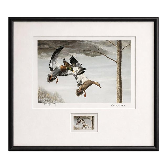 Ray Harm Signed Mallard Print With 1985 Kentucky Duck Stamp Framed For Sale